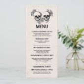 Menü Hochzeitsempfang Rustikale Skulls Rose Menus Einladung (Stehend Vorderseite)