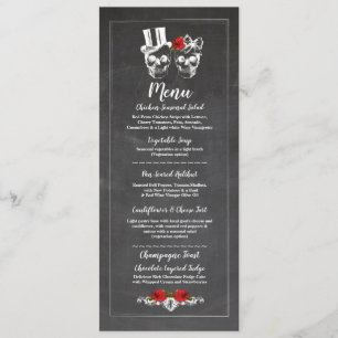 Menü Hochzeitsempfang Rustikale Skulls Rose Menus Menükarte