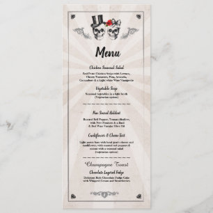 Menü Hochzeitsempfang Rustikale Totenköpfe Rosen M Einladung