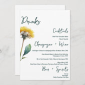 Menü "Hochzeitsgetränke" für Minimalistische Blume Menükarte (Vorne/Hinten)