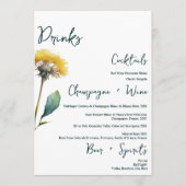 Menü "Hochzeitsgetränke" für Minimalistische Blume Menükarte (Vorderseite)