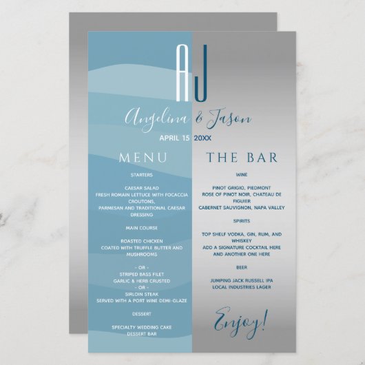 Menü "Hochzeitstag" (Vorne/Hinten)