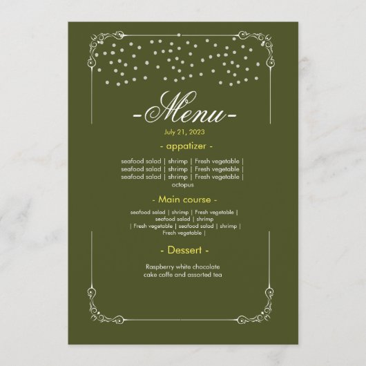 Menü "Hochzeitstisch" Menükarte (Vorderseite)