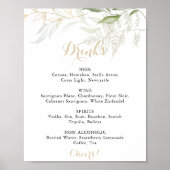 Menü "Hochzeittränke" Gold Green Foliage Poster (Vorne)