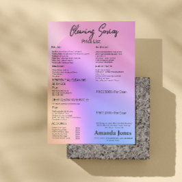 Menü "Holographic Clearing Services Price List"