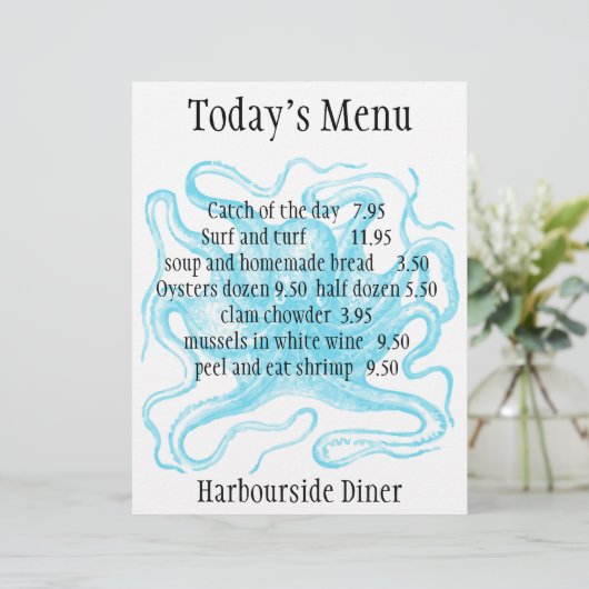 Menü im Meeresfrüchte-Restaurant (Stehend Vorderseite)