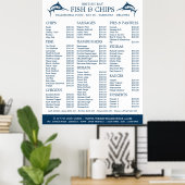 Menü im Restaurant "Fish & Chip" Poster (Heimbüro)