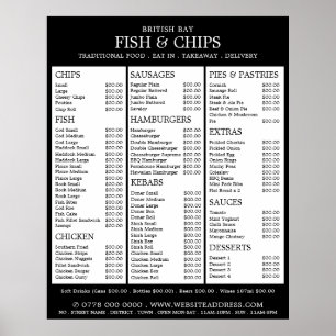 Menü im Restaurant "Fish & Chip" Poster