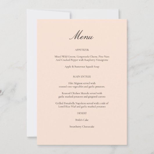 Menü in Rosa Pastellfarben Einladung (Vorderseite)