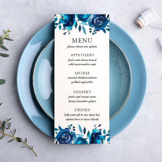 Menü "Indigo Floral Wedding"