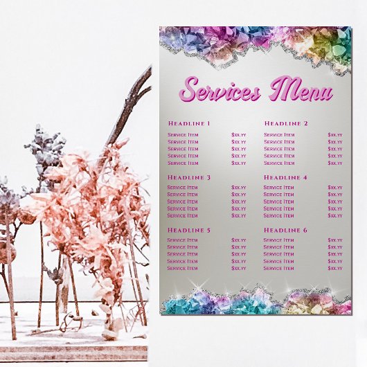 Menü "Iridescent Crystals Services" Poster