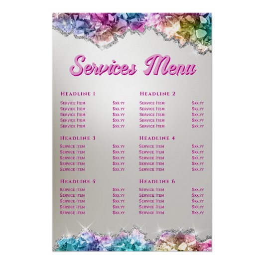Menü "Iridescent Crystals Services" Poster (Vorderseite)