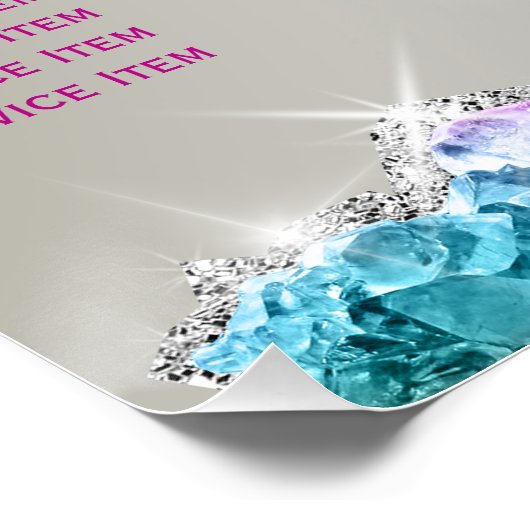 Menü "Iridescent Crystals Services" Poster (Ecke)