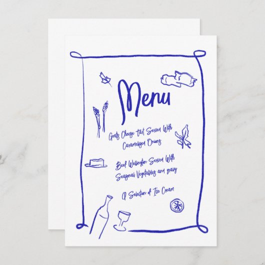 Menü "Italienisch Style Hand Drawing Scribble Part Menükarte (Vorne/Hinten)