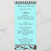 Menü-Karte Aqua, Braun, Weißer Streifen Menükarte (Rückseite)