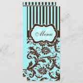 Menü-Karte Aqua, Braun, Weißer Streifen Menükarte (Vorne/Hinten)