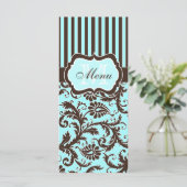 Menü-Karte Aqua, Braun, Weißer Streifen Menükarte (Stehend Vorderseite)