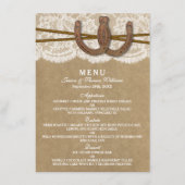 Menü-Karte der Kraft-, Spitzen- und Horseshoe-Samm Menükarte (Vorderseite)