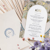 Menü Karte Dusty Blue Gold Jugendstil Mucha
