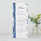 Menü-Karte für das Blue Nautic CoastSea Brautparty Einladung (Stehend Vorderseite)