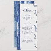 Menü-Karte für das Blue Nautic CoastSea Brautparty Einladung (Vorne/Hinten)