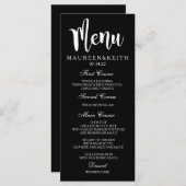 Menü-Karte für das Schwarz-Weiß-Hochzeitsessen Menükarte (Vorne/Hinten)