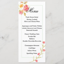 Menü-Karte für die Blume von Aquarellen Menükarte
