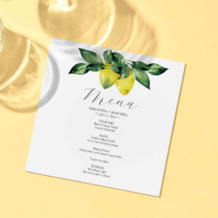 Menü-Karte für Hochzeiten Lemon und Amalfi Tile Menükarte