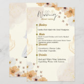 Menü-Karte für Hochzeiten mit Creme-Floral-Design (Vorne/Hinten)
