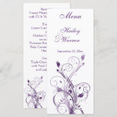 Menü-Karte für lila und weiße Blumen Menükarte (Vorne/Hinten)