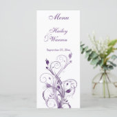 Menü-Karte für lila und weiße Blumen Menükarte (Stehend Vorderseite)
