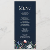Menü-Karte für Navy Blue Wildblume Meadow Wedding Menükarte (Vorderseite)