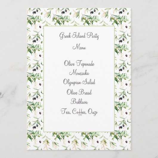 Menü-Karte für Wasserfarben und Folien Menükarte (Vorderseite)