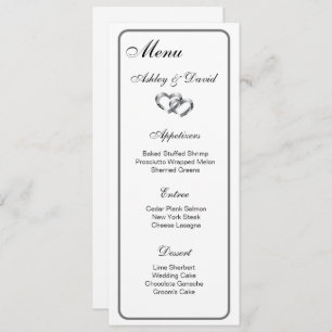 Menü-Karte für zwei Herz Menükarte