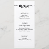 Menü Karte, Hochzeitsmenü, Abendessen, Mittagessen Menükarte (Vorderseite)