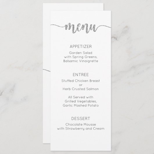 Menü Karte, Hochzeitsmenü, Abendessen, Mittagessen Menükarte (Vorne/Hinten)