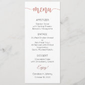 Menü Karte, Hochzeitsmenü, Abendessen, Mittagessen Menükarte (Vorderseite)