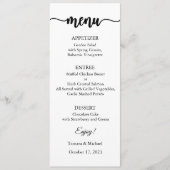 Menü Karte, Hochzeitsmenü, Abendessen, Mittagessen Menükarte (Vorderseite)