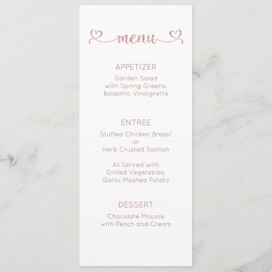 Menü Karte, Hochzeitsmenü, Abendessen, Mittagessen Menükarte (Vorderseite)