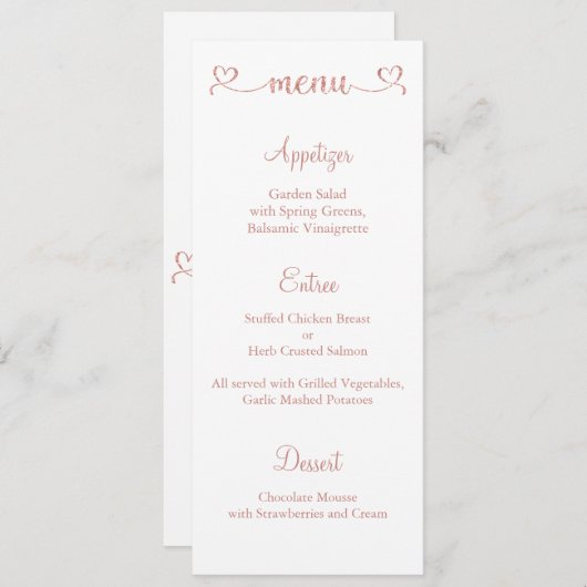Menü-Karte, Hochzeitsmenü, Karte des Abendmenüs (Vorne/Hinten)