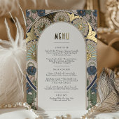 Menü Karte Navy Blue Gold Art Nouveau Mucha