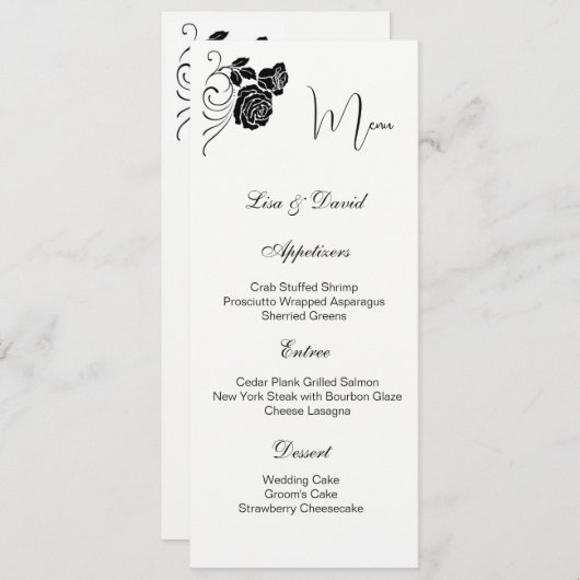 Menü-Karte-Rose Menükarte (Vorne/Hinten)