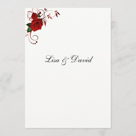 Menü-Karte-Rote Rose Menükarte (Rückseite)