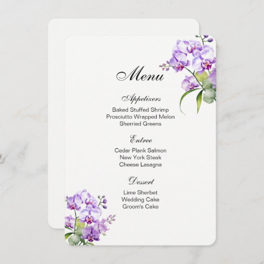 Menü-Karten-Orchids Menükarte (Vorne/Hinten)