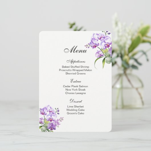 Menü-Karten-Orchids Menükarte (Stehend Vorderseite)