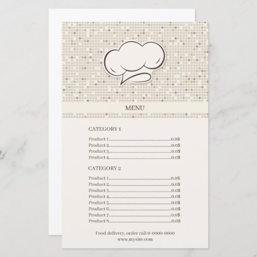 Menü Lebensmittel Lieferung Bestellung Cook Cap Pr (Vorne/Hinten)