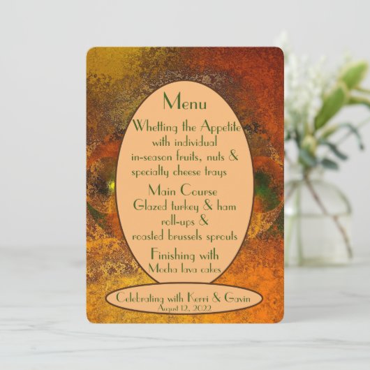 Menü "Leuchtprogramme" Hochzeit im Herbst Flat Men Menükarte (Stehend Vorderseite)