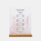 Menü "Light Blush Pink Crystals Salon Wellness-Cen Acrylschild (Vorderseite)
