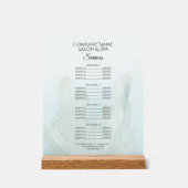 Menü "Light Ice Blue Crystals Salon Wellness-Cente Acrylschild (Vorderseite)