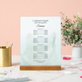 Menü "Light Ice Blue Crystals Salon Wellness-Cente Acrylschild (Hochzeit)